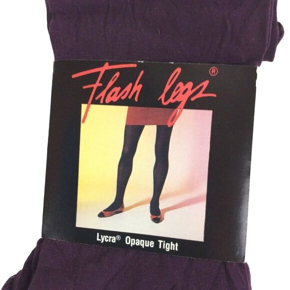 Flash Legs Opaque Tights Medium-Tall Brandy Purple Nylon Blend Made In USA - Picture 2 of 4